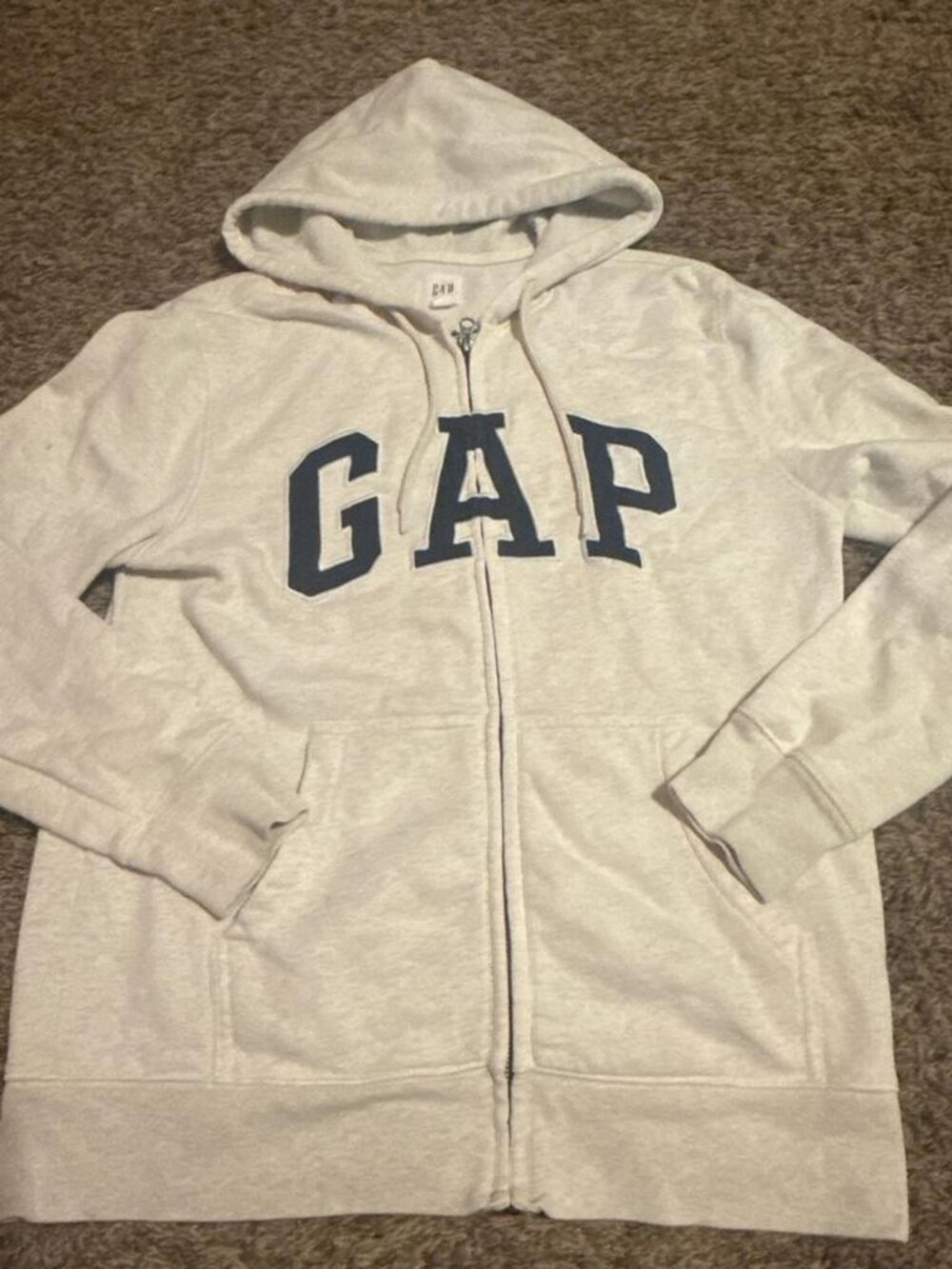 Women's Grey and Cream Hoodie